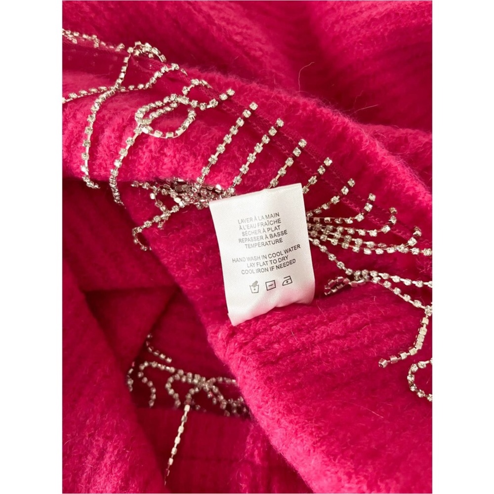 House of Harlow 1960 | Fuchsia Rhinestone Detail Sweater | Hot Pink Barbie Pink - Picture 8 of 12